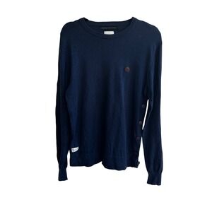 Marshall Artist Mens Medium Blue Cotton Sweater Modern Tailoring Side Buttons